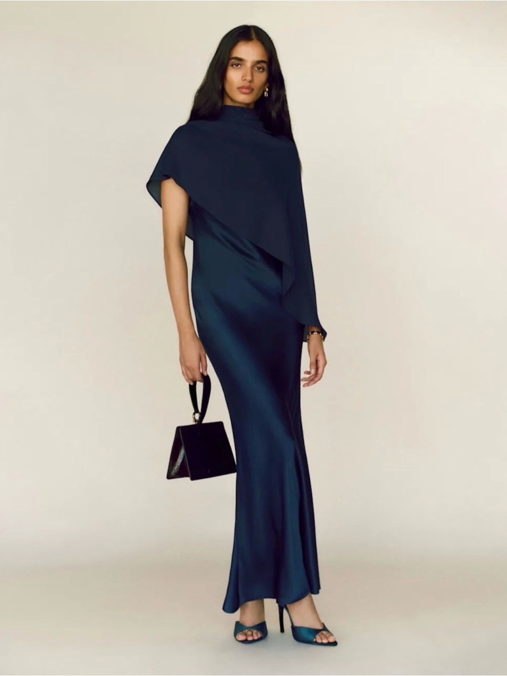 REFORMATION Lilibeth Silk Dress in Navy S